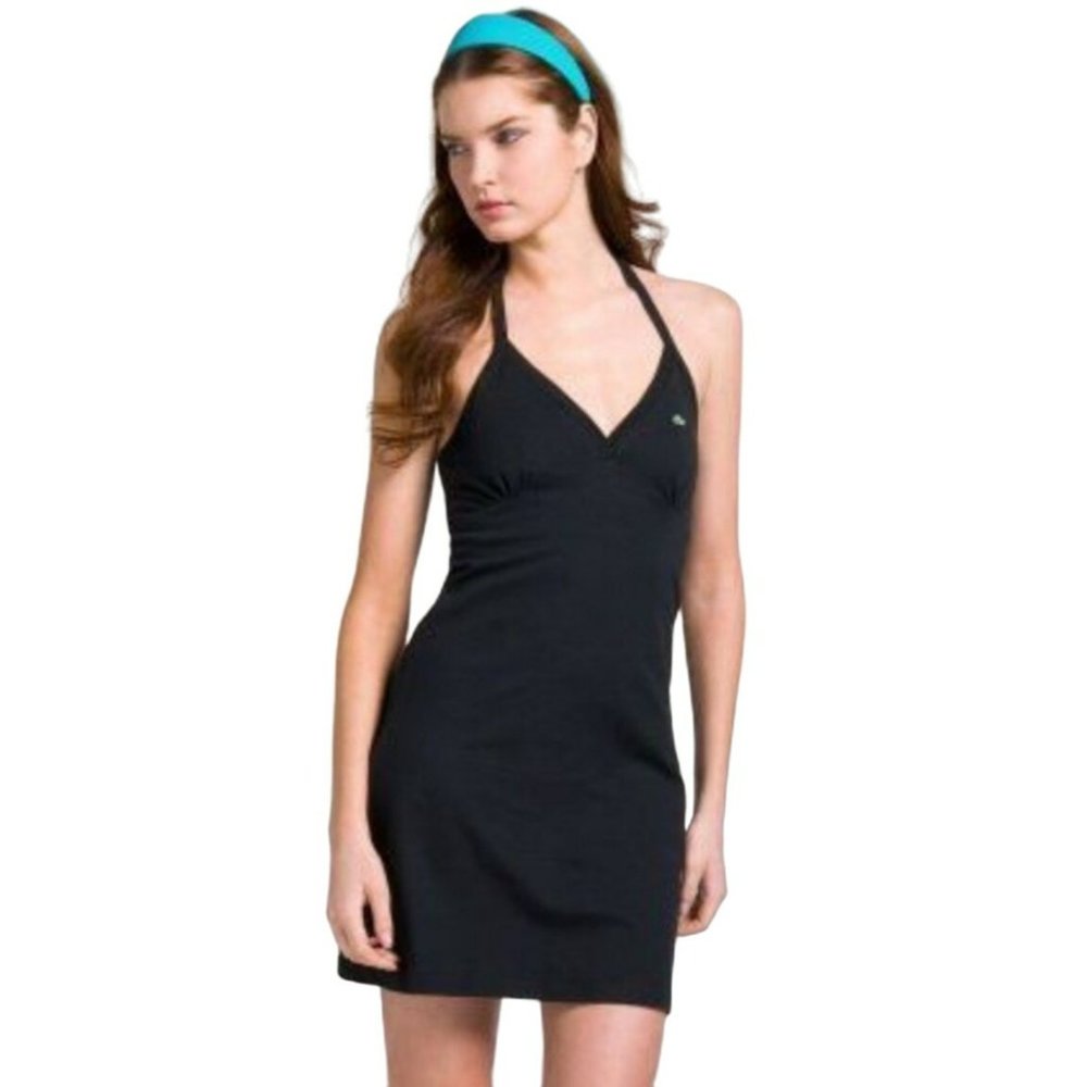 237. Lacoste Halter Tie Dress Noir Black 38 US Small